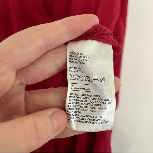 NEW NWT H&M Plus Size Red Pleated V-Neck Long Sleeve Shirt Dress Shift Dress 22 - Picture 10 of 16